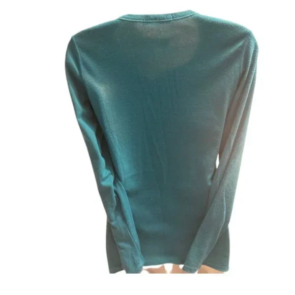 Green Ribbed Henley Top - Picture 8 of 8